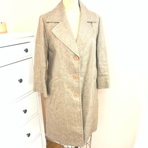 J Jill Brown Linen Spring Trench Coat Jacket